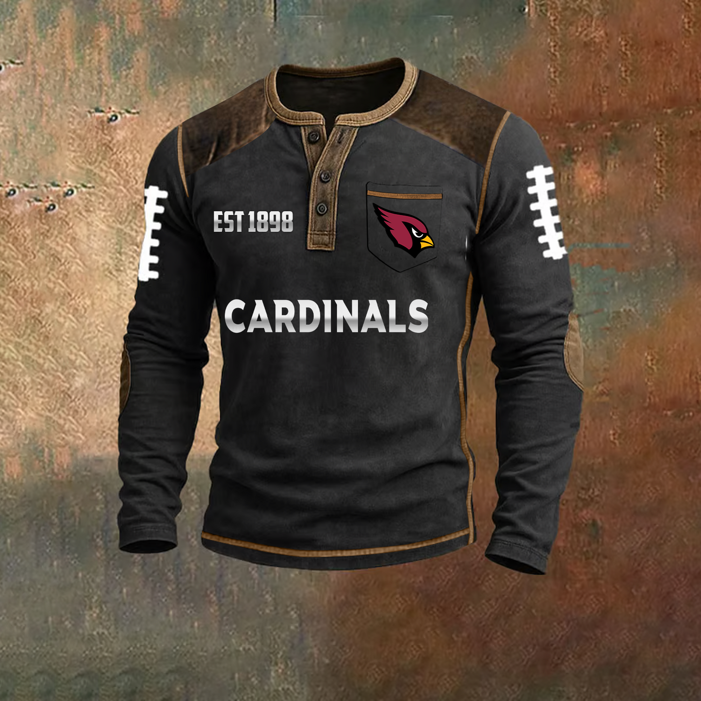 Premium NFL X ARI Classic Henley Long Sleeve Polo Shirt NDT TDT