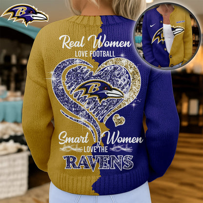 Premium NFL X BAL Smart Woman Love Football Cozy Split Knit Cardigan V2 NDT NHM