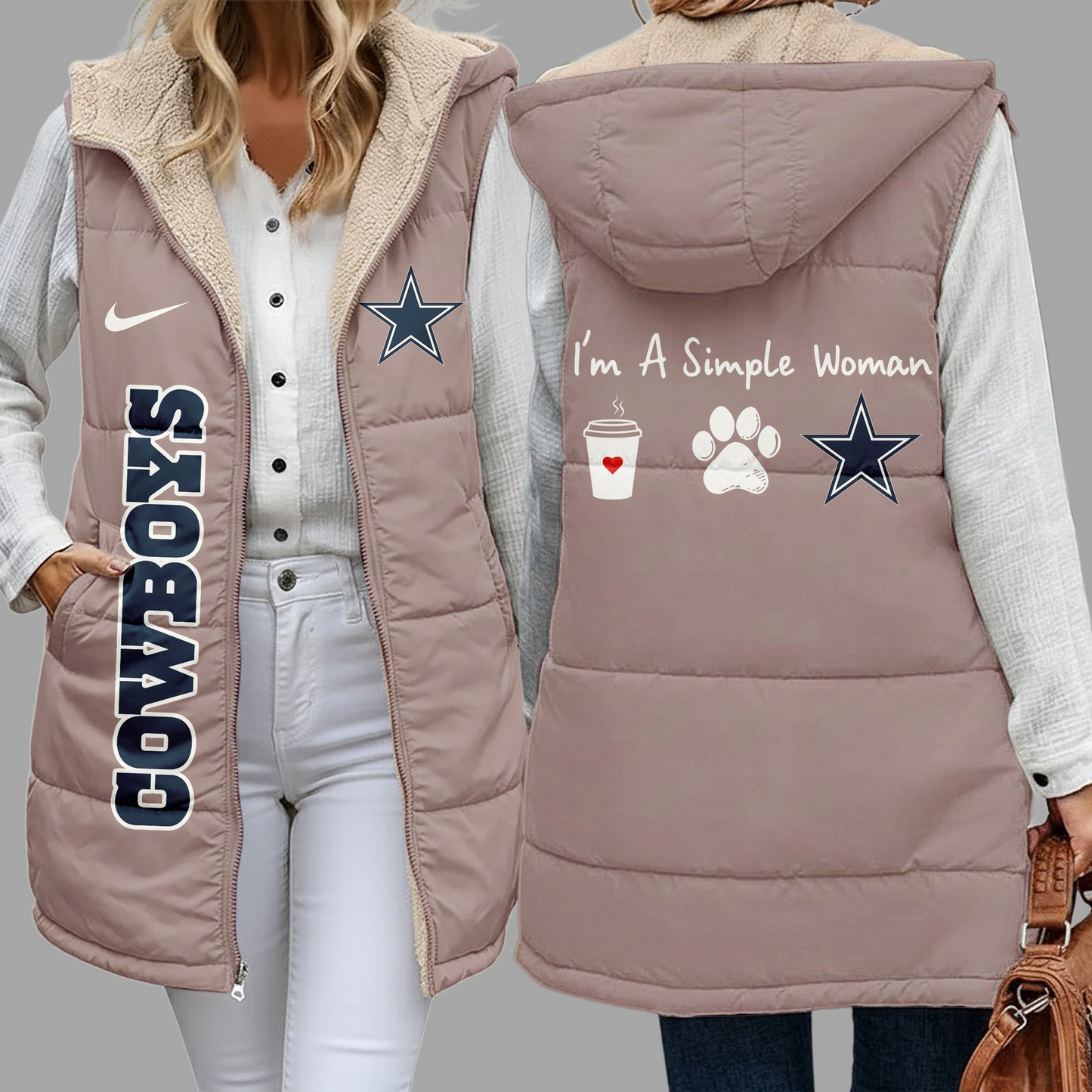 Premium NFL X DAL Simple Girl Quilted Vest NDT NHM 3010