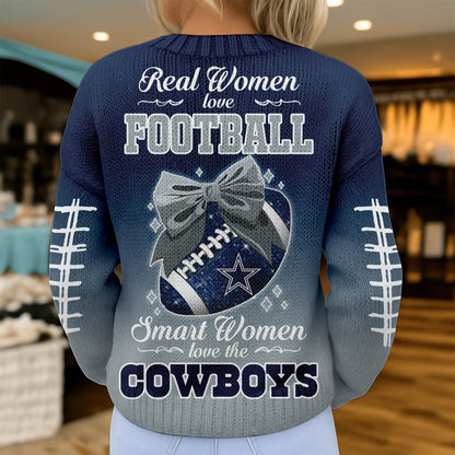 Premium NFL X DAL Smart Woman Love Football Cozy Split Knit Cardigan NDT NHM