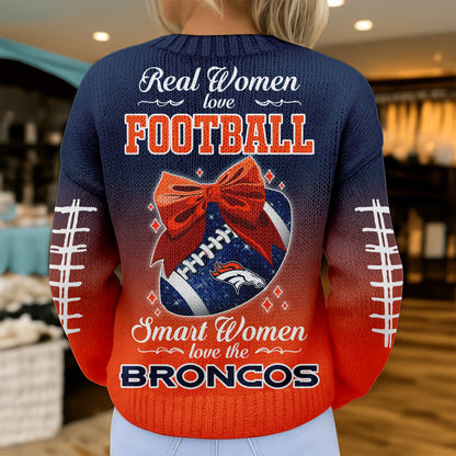 Premium NFL X DEN Smart Woman Love Football Cozy Split Knit Cardigan NDT NHM