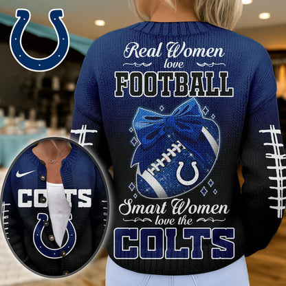 Premium NFL X IND Smart Woman Love Football Cozy Split Knit Cardigan NDT NHM
