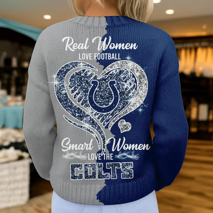 Premium NFL X IND Smart Woman Love Football Cozy Split Knit Cardigan V2 NDT NHM