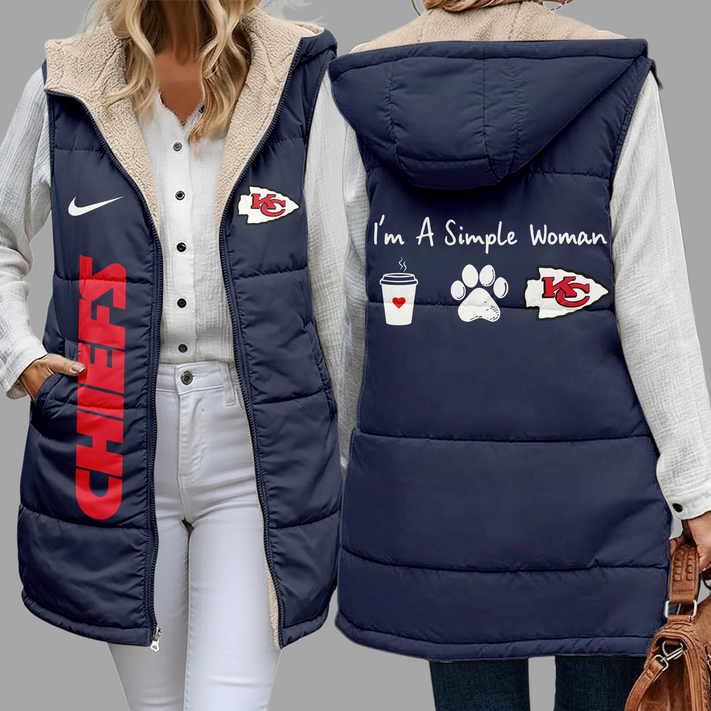 Premium NFL X KCC Simple Girl Quilted Vest NDT NHM 3010