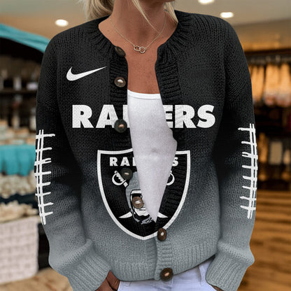 Premium NFL X LV Smart Woman Love Football Cozy Split Knit Cardigan NDT NHM