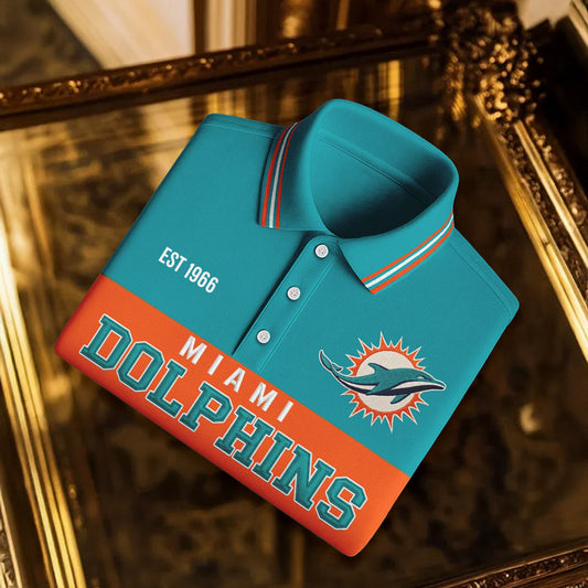 Premium NFL X MIA Classic Long sleeve Polo Shirt NDT NHM
