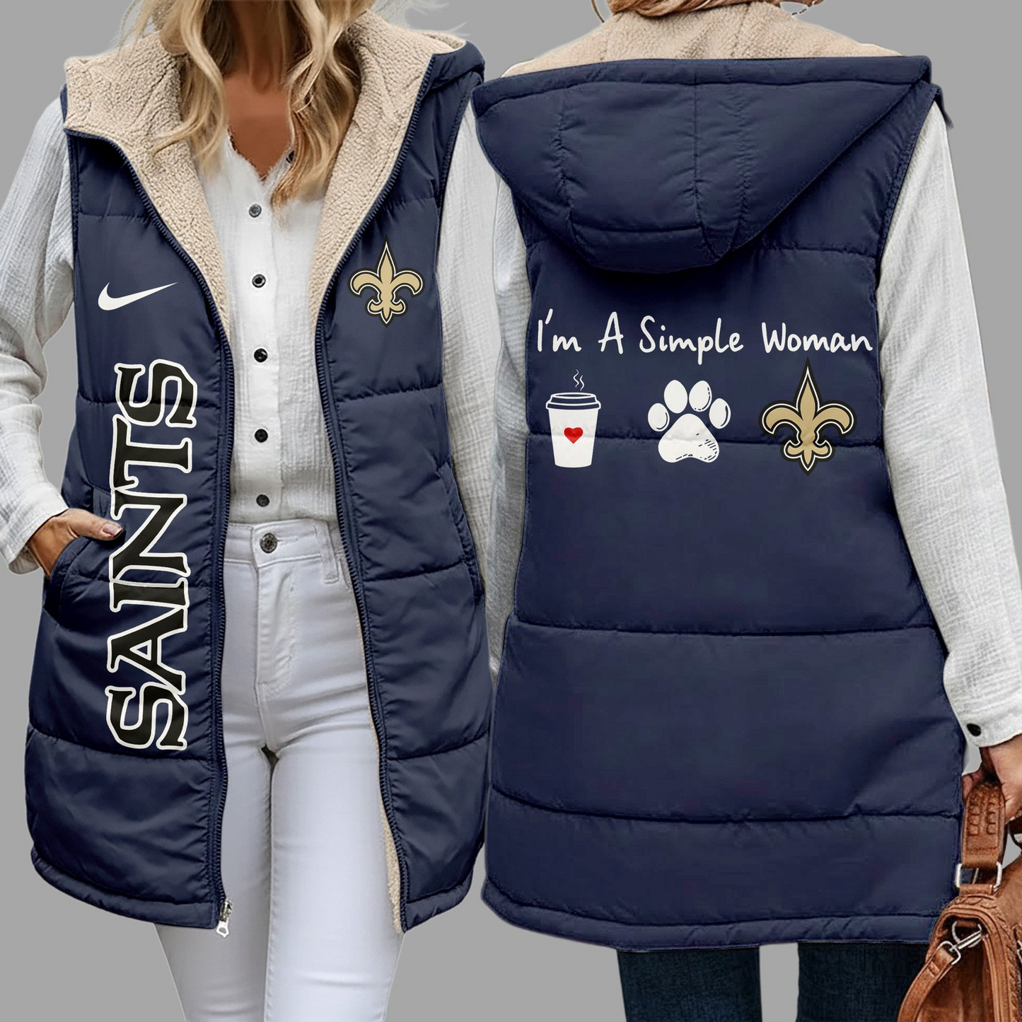 Premium NFL X NO Simple Girl Quilted Vest NDT NHM 3010