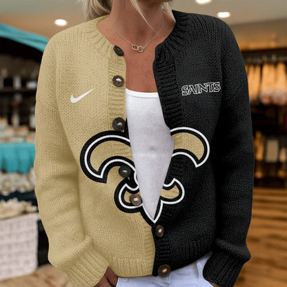 Premium NFL X NO Smart Woman Love Football Cozy Split Knit Cardigan V2 NDT NHM