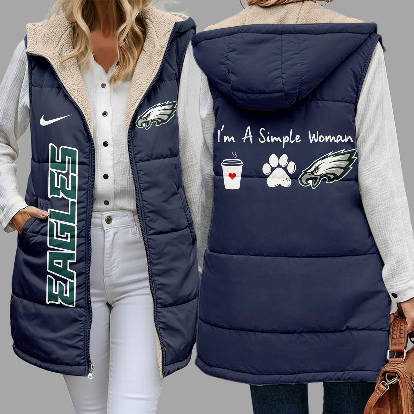 Premium NFL X PHIL Simple Girl Quilted Vest NDT NHM 3010