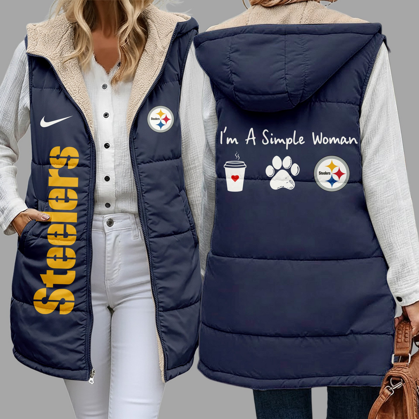 Premium NFL X PIT Simple Girl Quilted Vest NDT NHM 3010