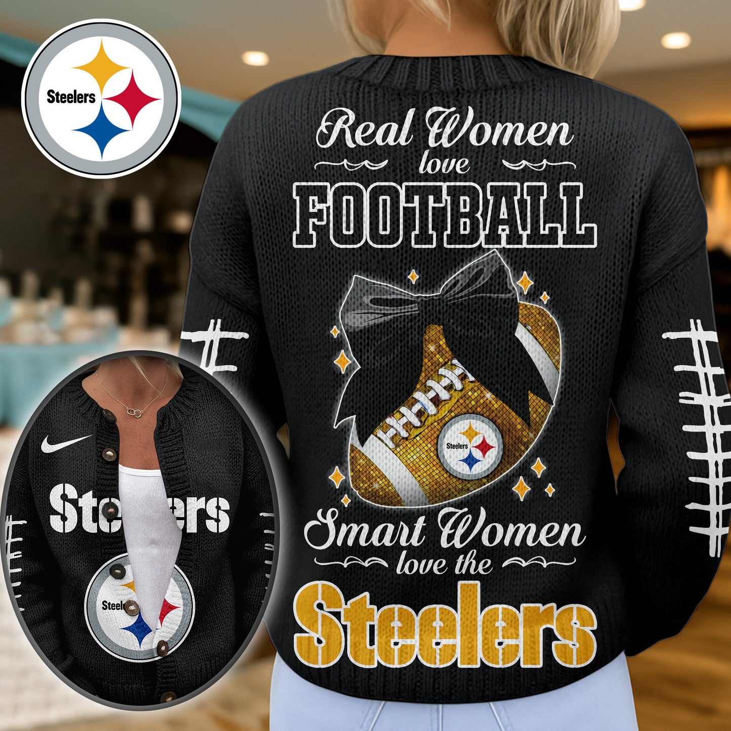 Premium NFL X PIT Smart Woman Love Football Cozy Split Knit Cardigan NDT NHM