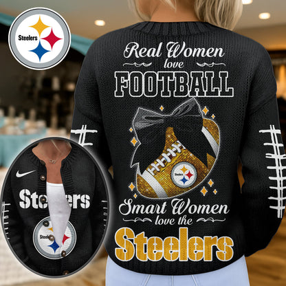 Premium NFL X PIT Smart Woman Love Football Cozy Split Knit Cardigan NDT NHM