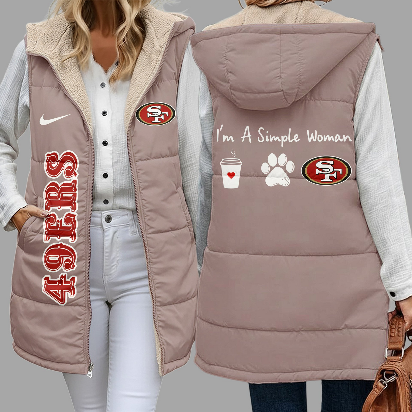 Premium NFL X SF Simple Girl Quilted Vest NDT NHM 3010