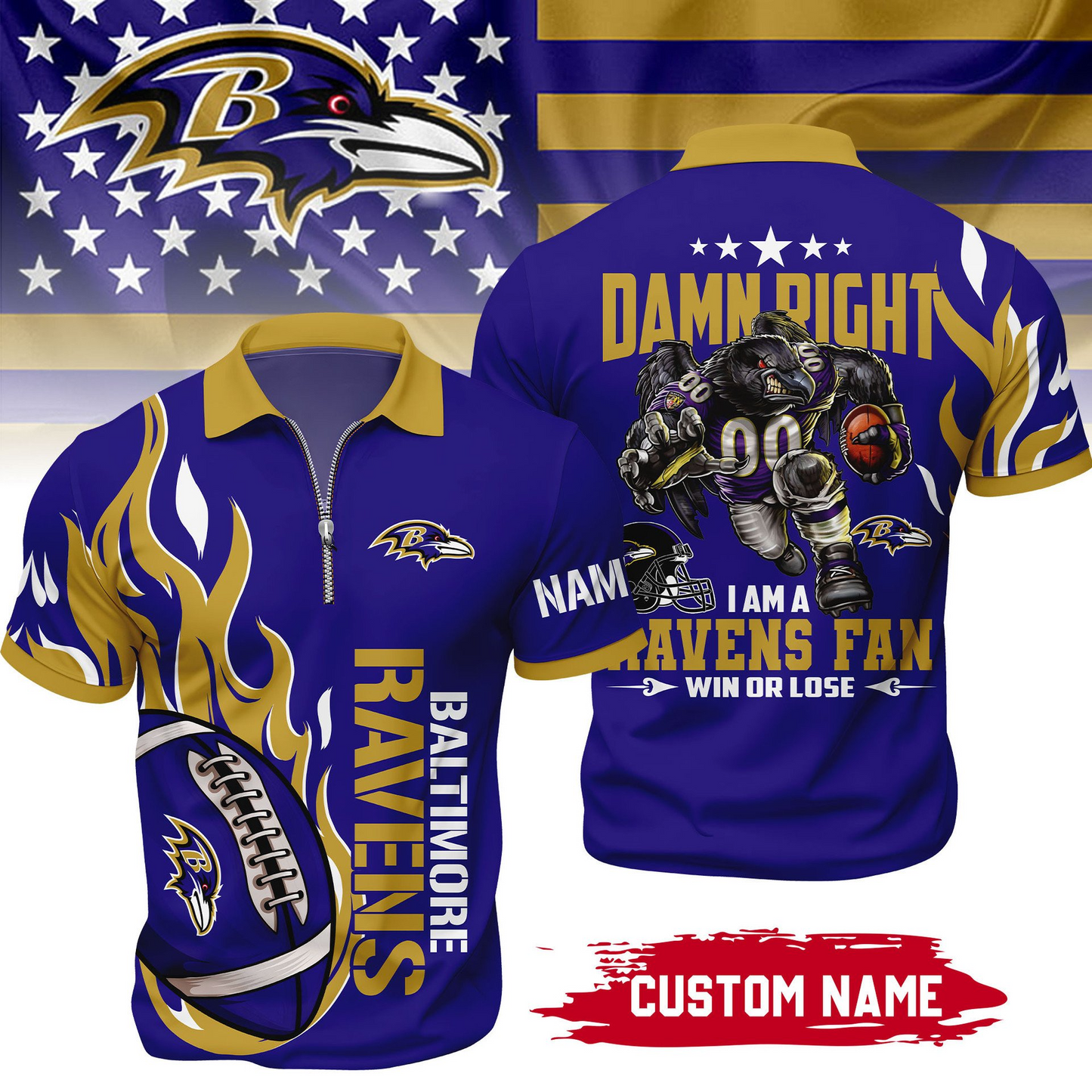 Premium NFL x BR True Fan Zipper Polo V1 NAK NHT