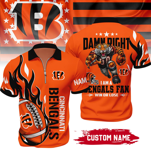 Premium NFL x CIN True Fan Zipper Polo V1 NAK NHT