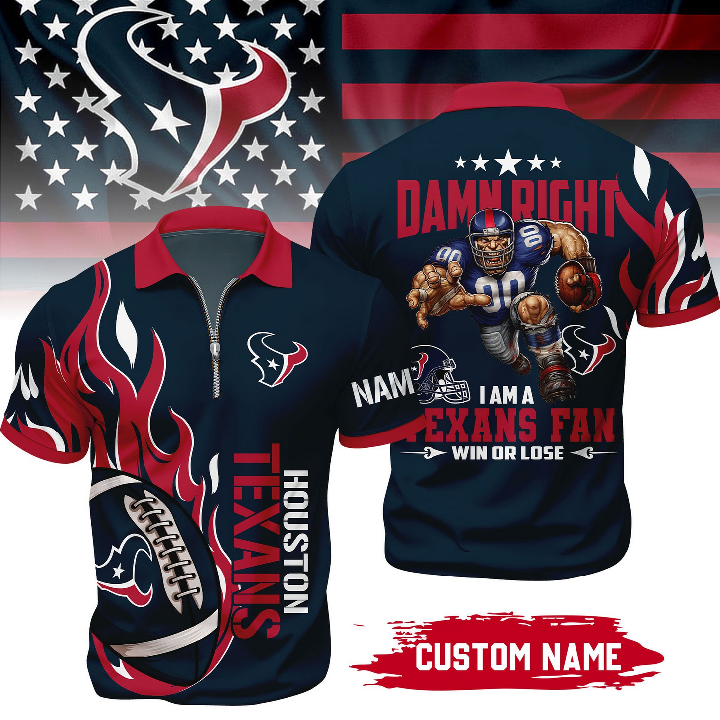 Premium NFL x HT True Fan Zipper Polo V1 NAK NHT