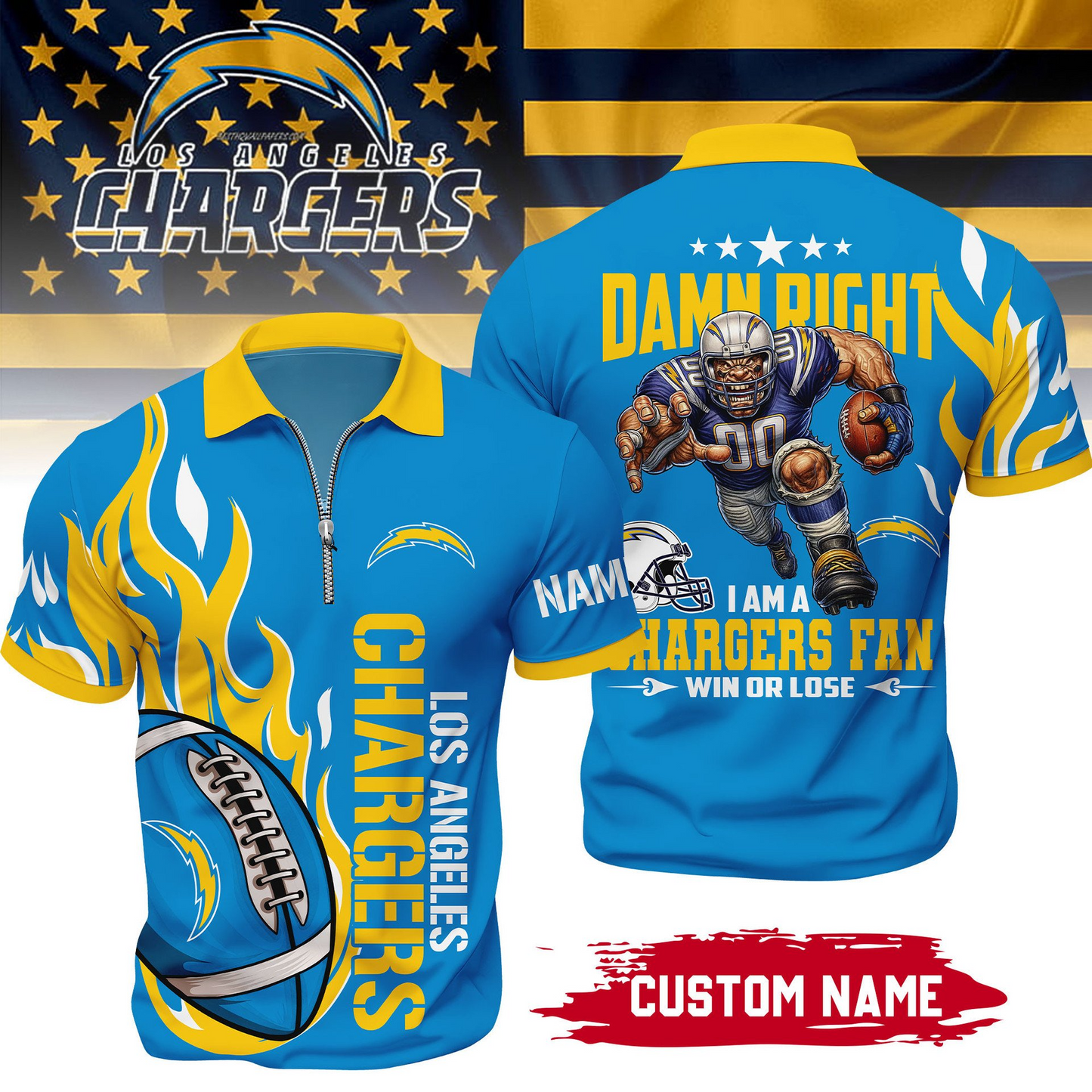 Premium NFL x LAC True Fan Zipper Polo V1 NAK NHT