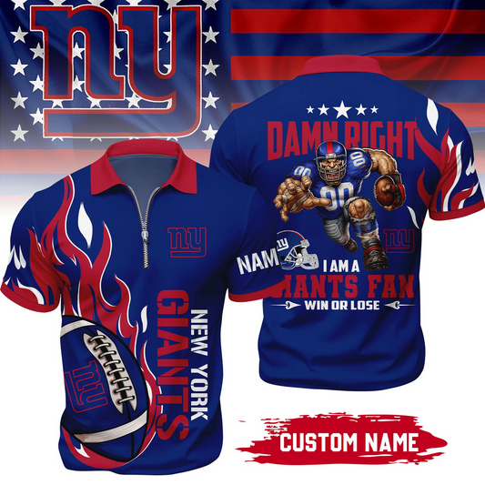 Premium NFL x NYG True Fan Zipper Polo V1 NAK NHT