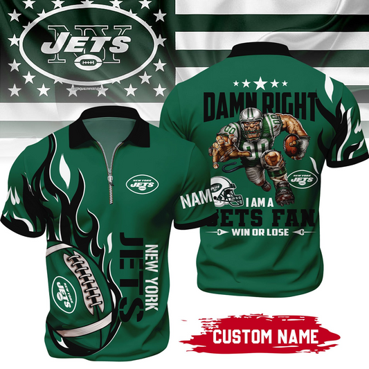 Premium NFL x NYJ True Fan Zipper Polo V1 NAK NHT