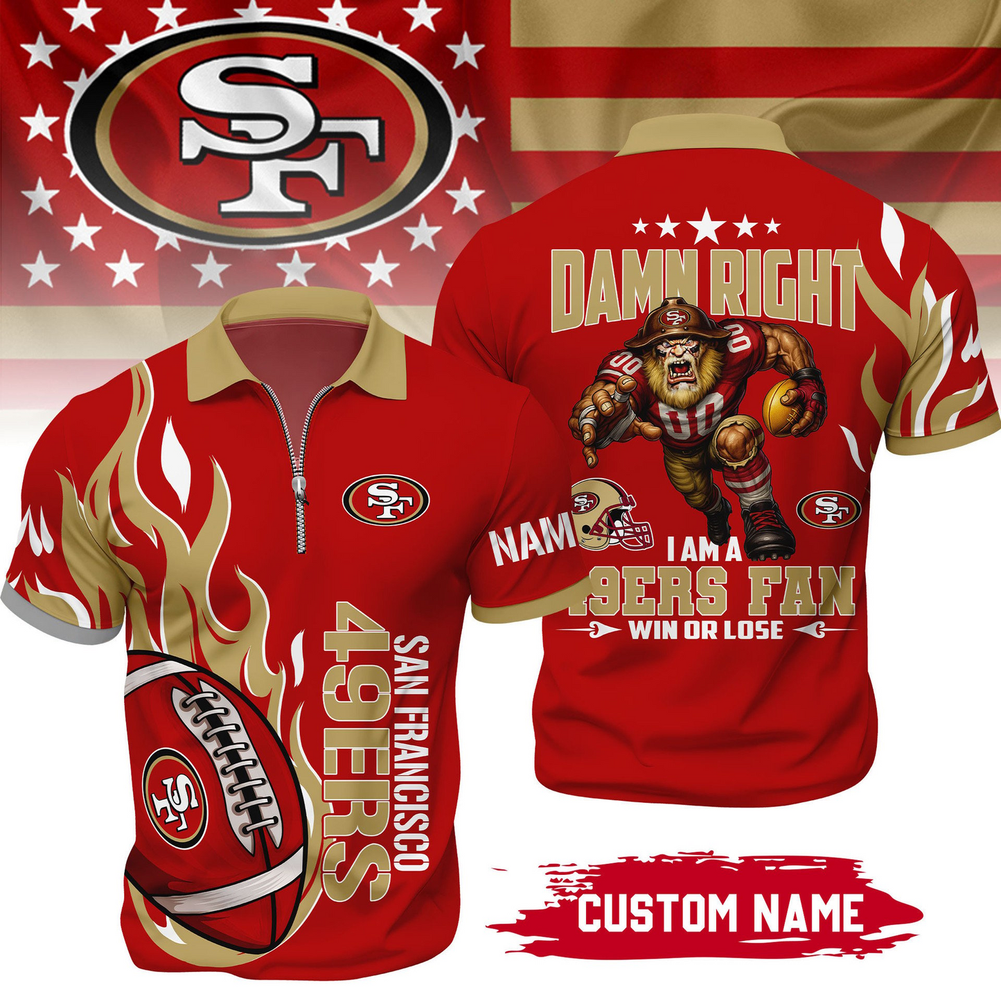 Premium NFL x SF True Fan Zipper Polo V1 NAK NHT