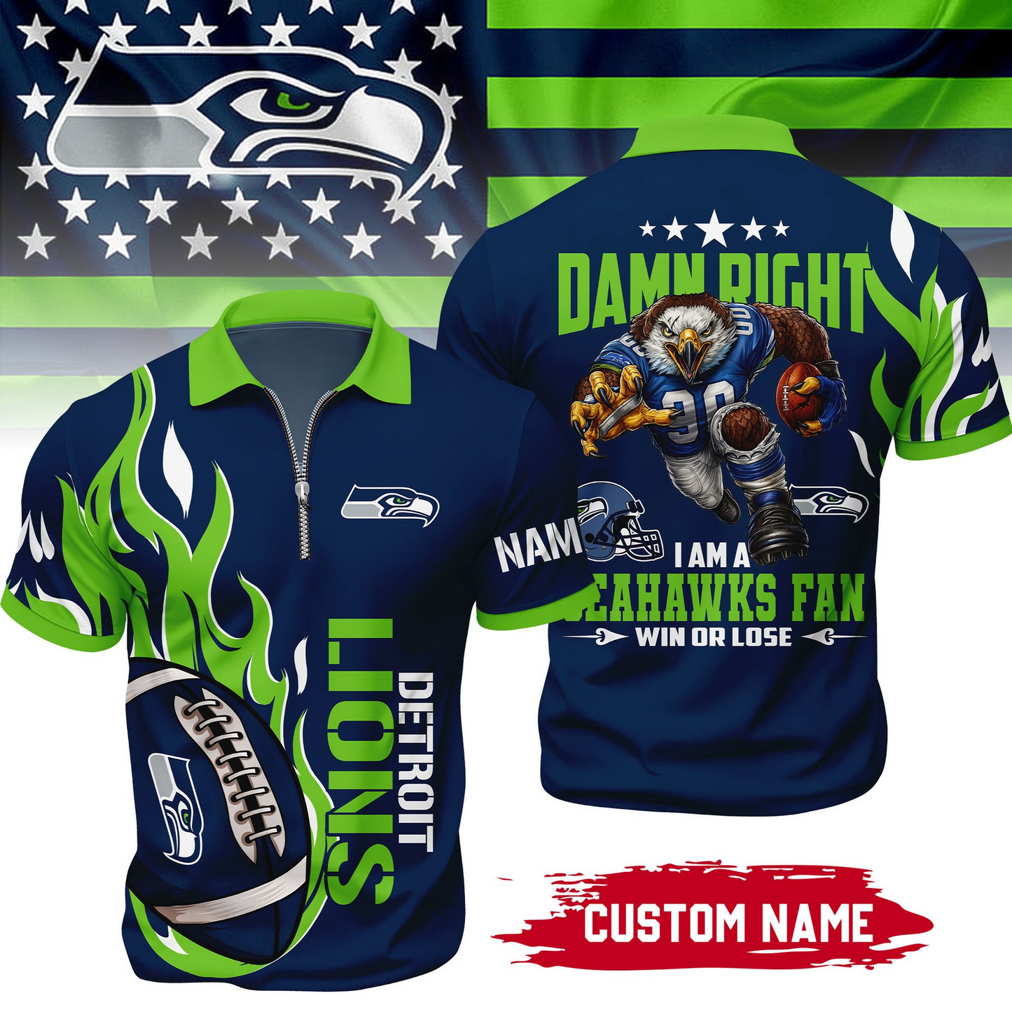 Premium NFL x SS True Fan Zipper Polo V1 NAK NHT