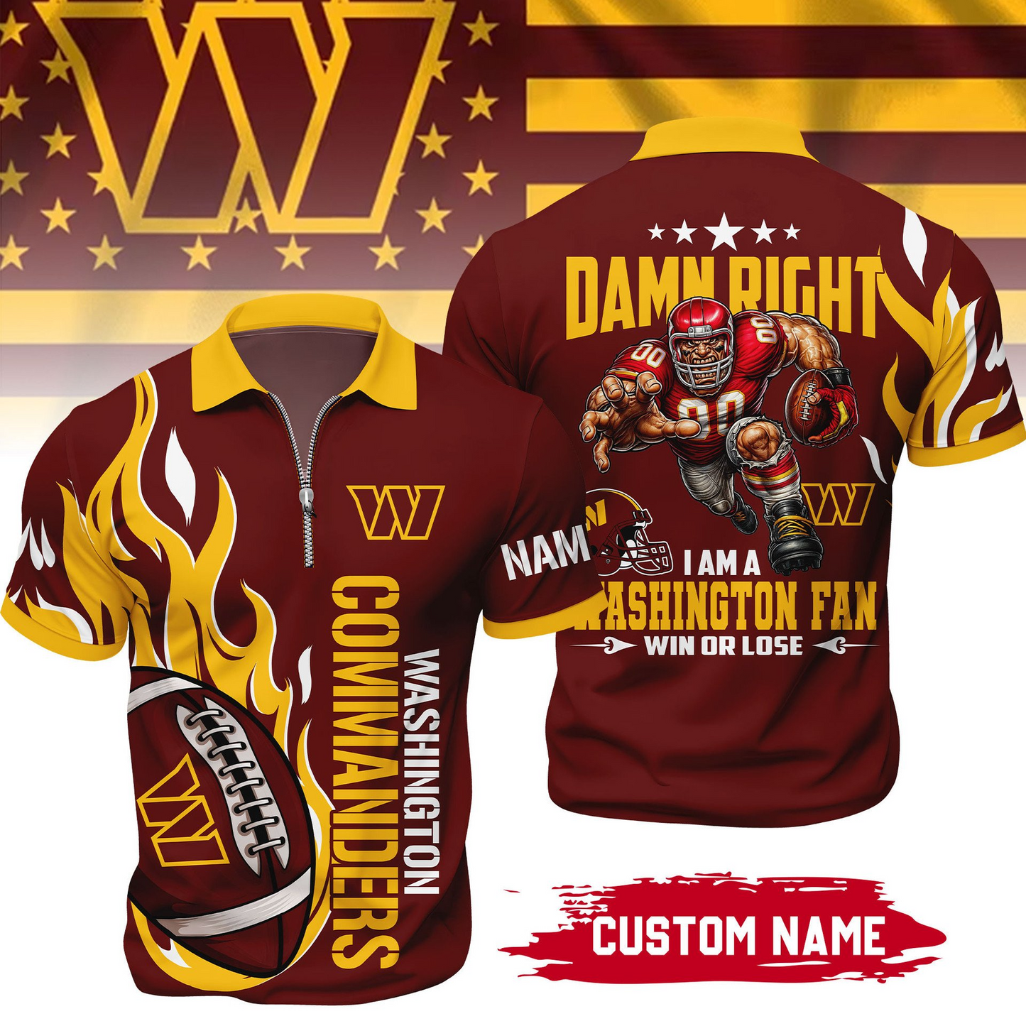 Premium NFL x WC True Fan Zipper Polo V1 NAK NHT