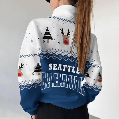 SEA X NFL Women's Outdoor Casual Stand Collar Long Sleeve Pullover DATND THUONGNH