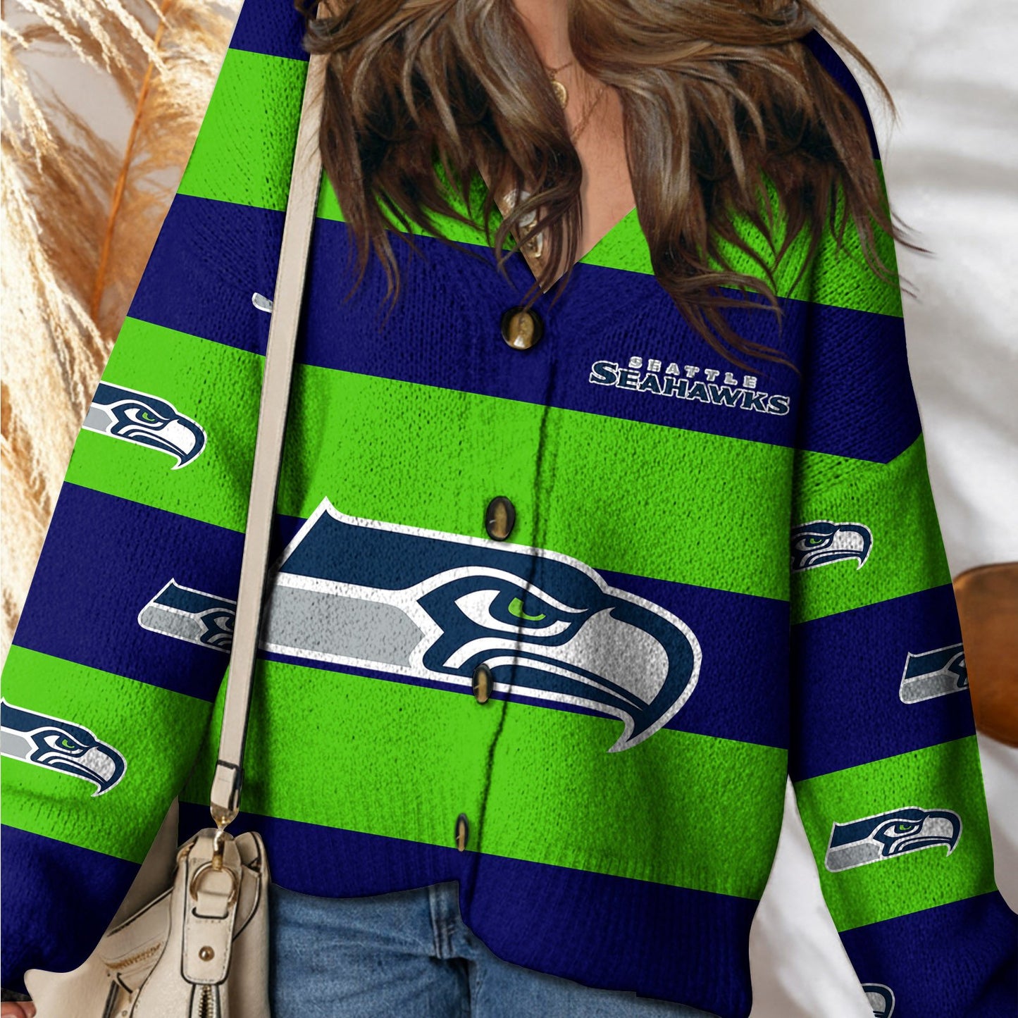 SEA x NFL Cardigan Sweatshirt With Button  DatND DVT