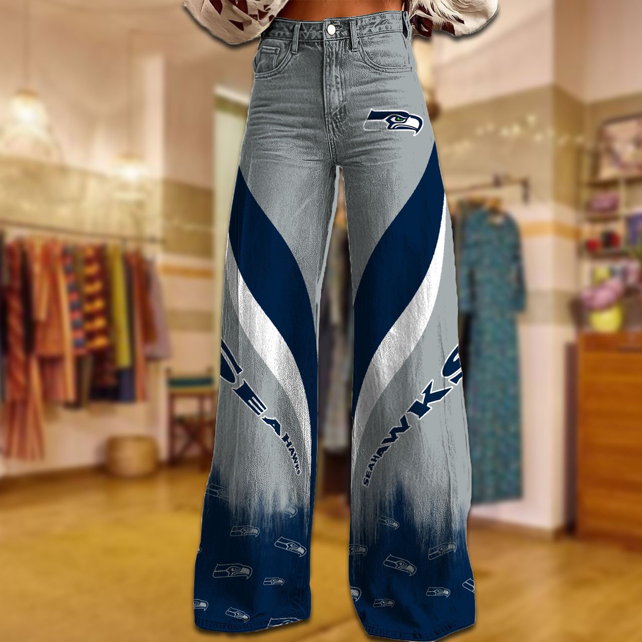 SEA x NFL Women's Casual Wide Leg Pants DATND TANTD 281025