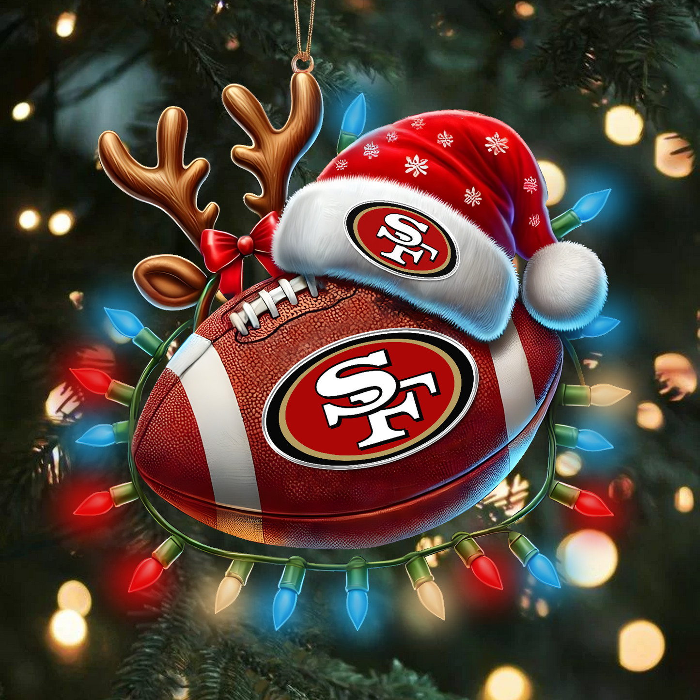 SF x NFL Christmas Lights Football Ornament 0110 DatND ThuongNH