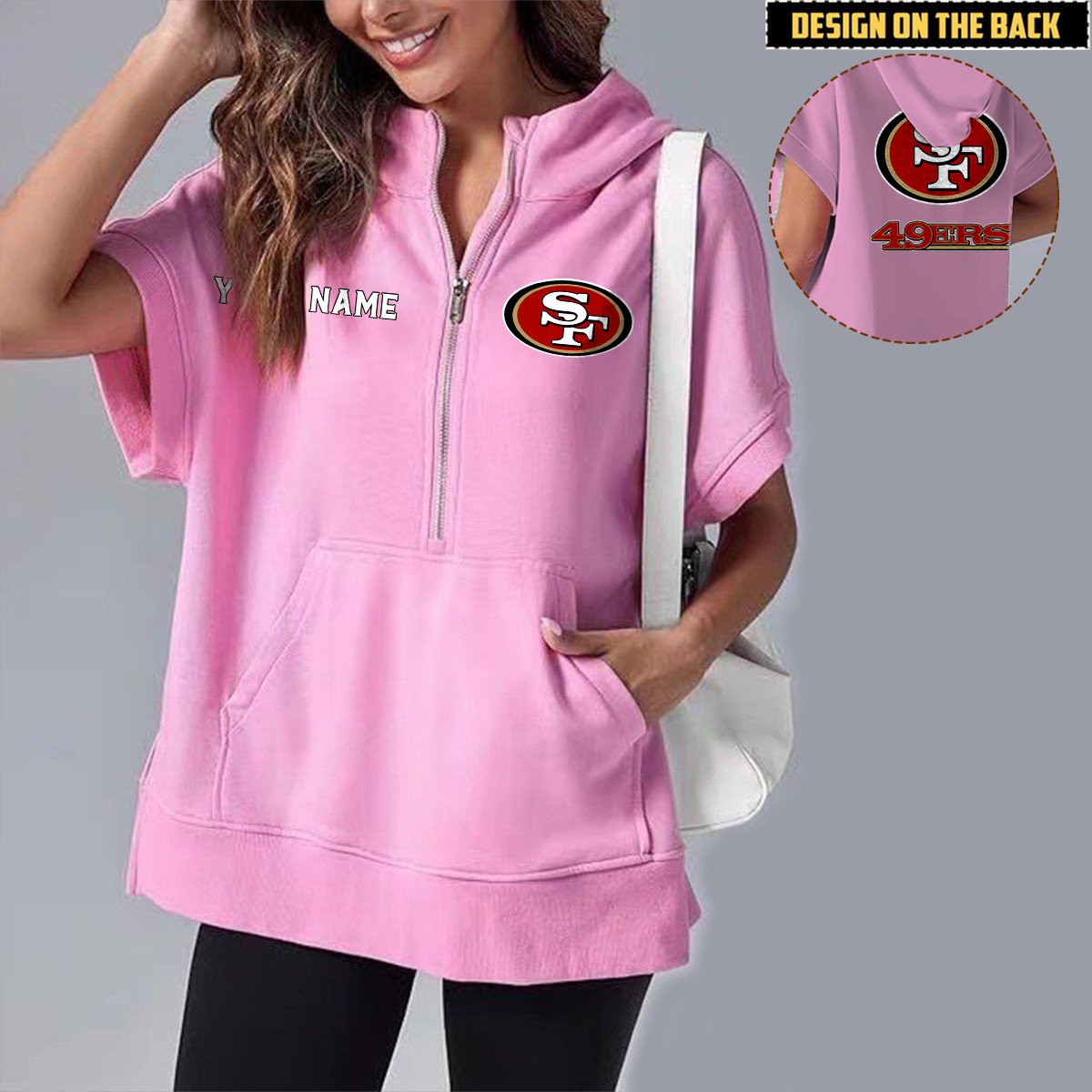SF x NFL Short Sleeve Zip Hoodie DATND TANTD