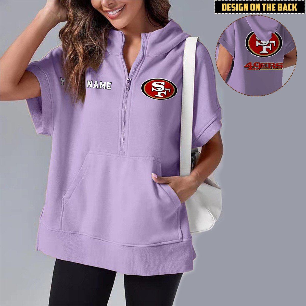 SF x NFL Short Sleeve Zip Hoodie DATND TANTD