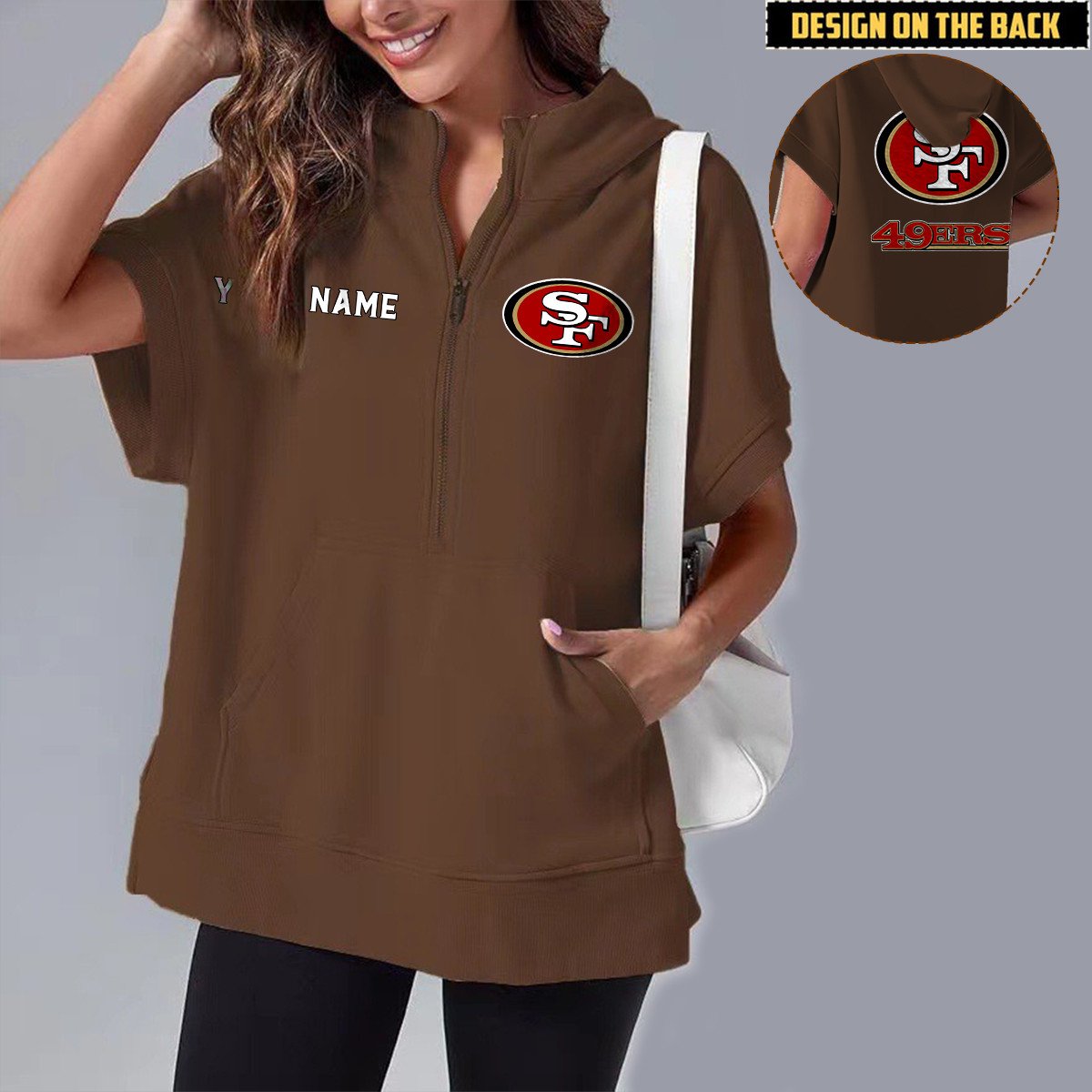 SF x NFL Short Sleeve Zip Hoodie DATND TANTD