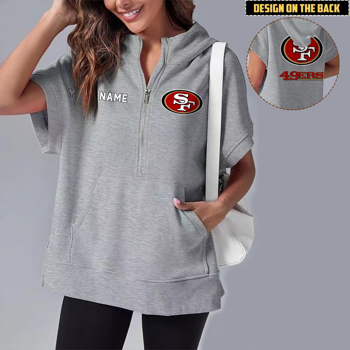 SF x NFL Short Sleeve Zip Hoodie DATND TANTD