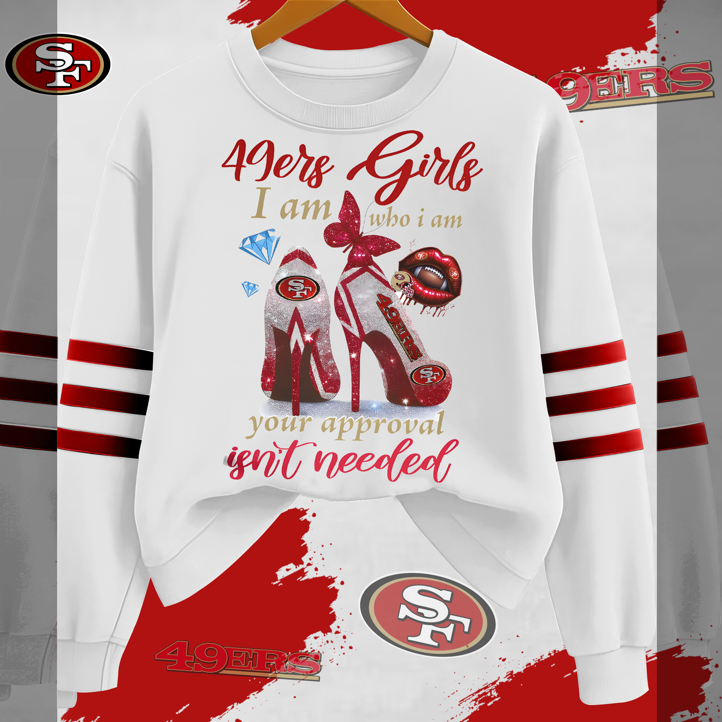 SF49 NFL I Am Who I Am Glitter Sweatshirt DDT HLPHUONG