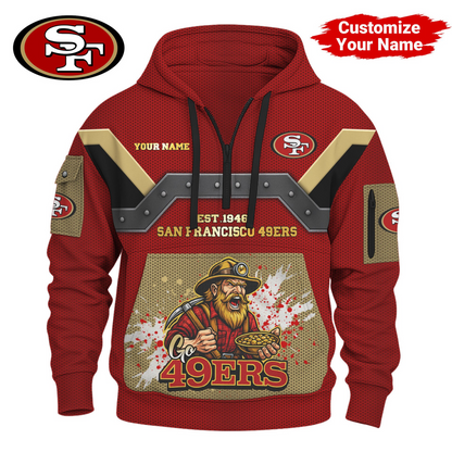 SF49 Premium NFL 3D Half Zip Hoodie DDT NTL