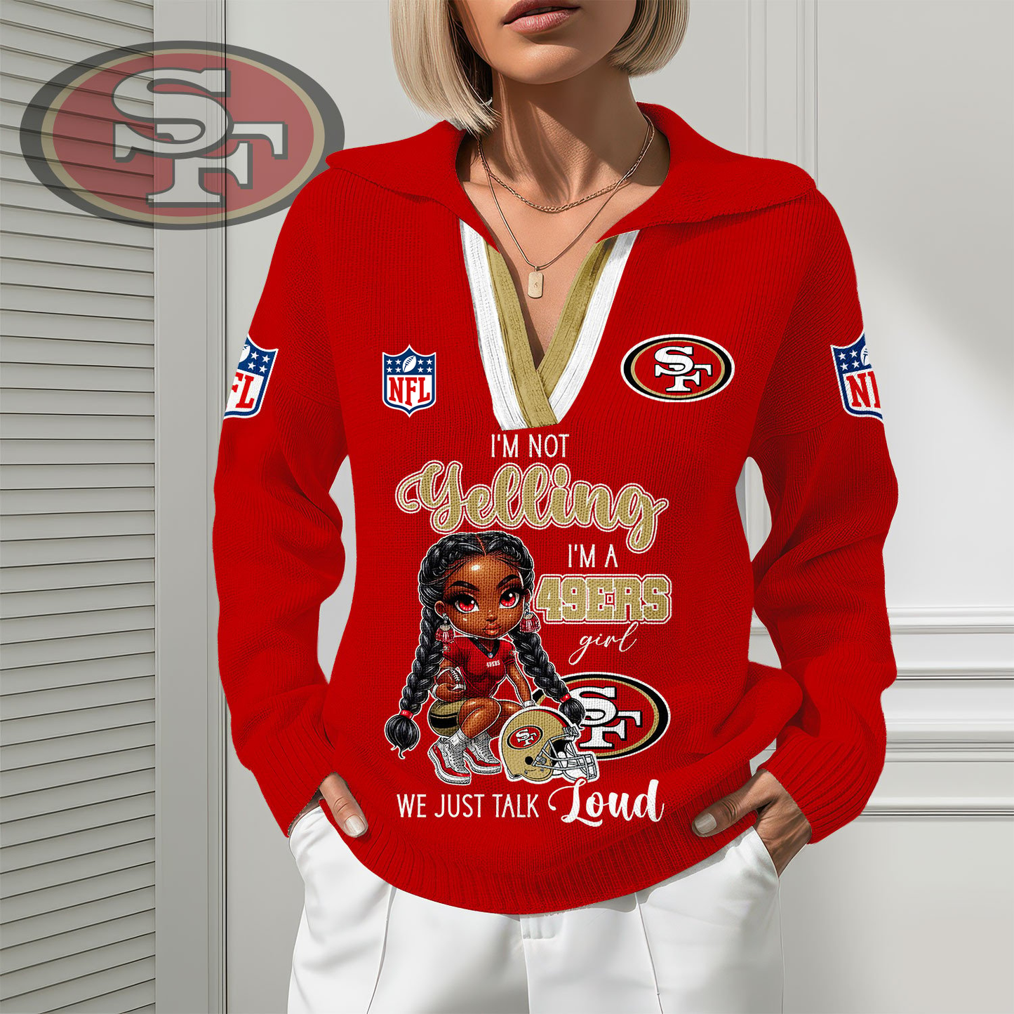 SF49 Premium NFL Fan Classic Knit Pullover DDT CTND