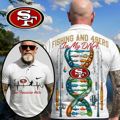 SF49 Premium NFL Fishing In My DNA Polo Shirt DDT CTND