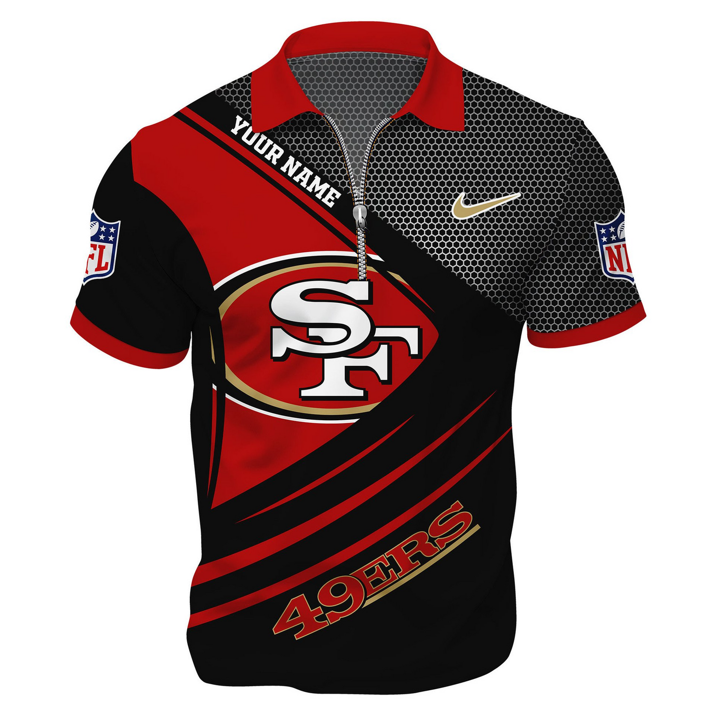 SF49 Premium NFL Game Day Polo With Zipper Shirt DDT NTL