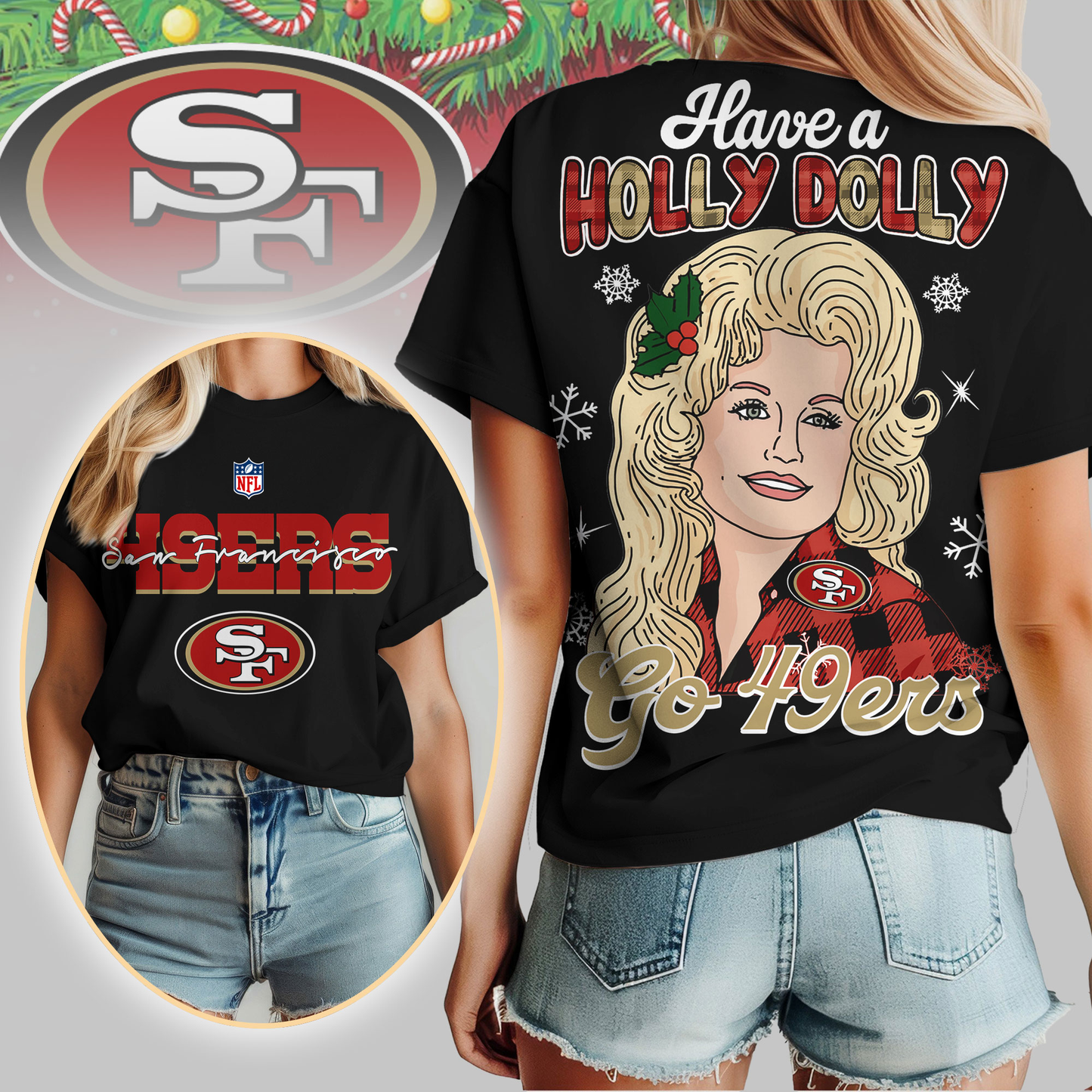 SF49 Premium NFL Have A Holly Dolly Women Shirt DDT CTND