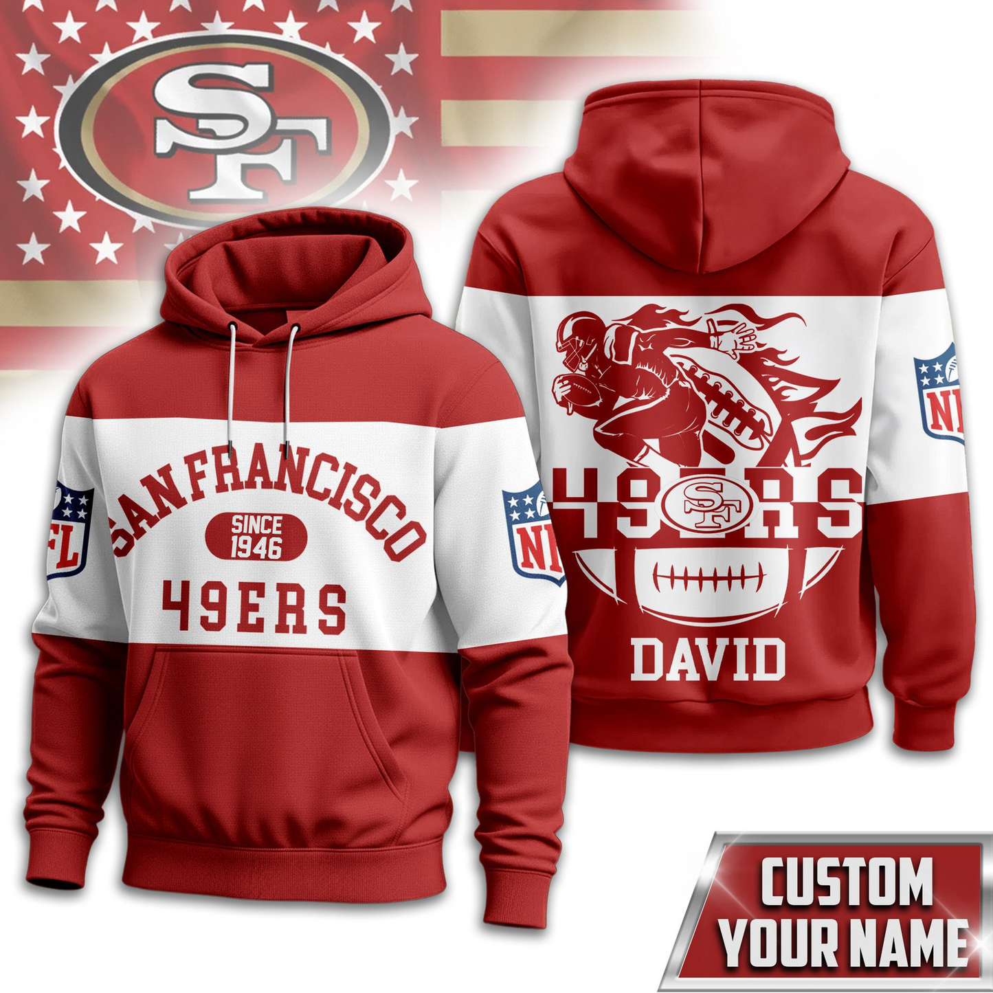 SF49 Premium NFL Touchdown Spirit Personalized Hoodie DDT CTND