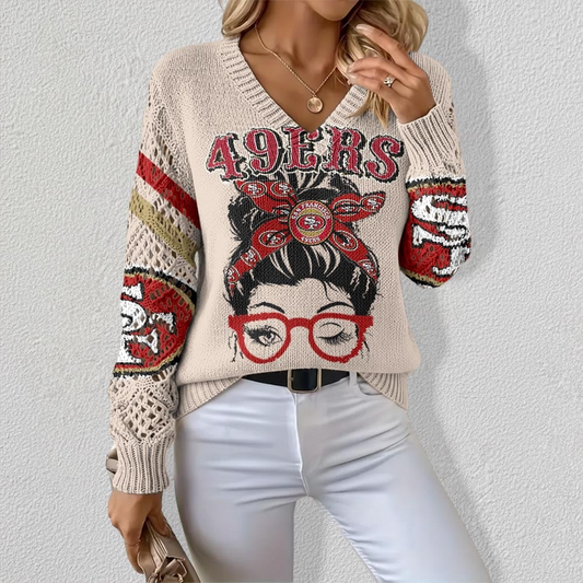 SF49 x NFL Crochet Sleeve V-Neck Sweater V2 DDT HLPHUONG