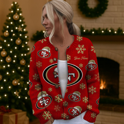 SF49 x NFL Women Cardigan Sweater Christmas DDT CTND