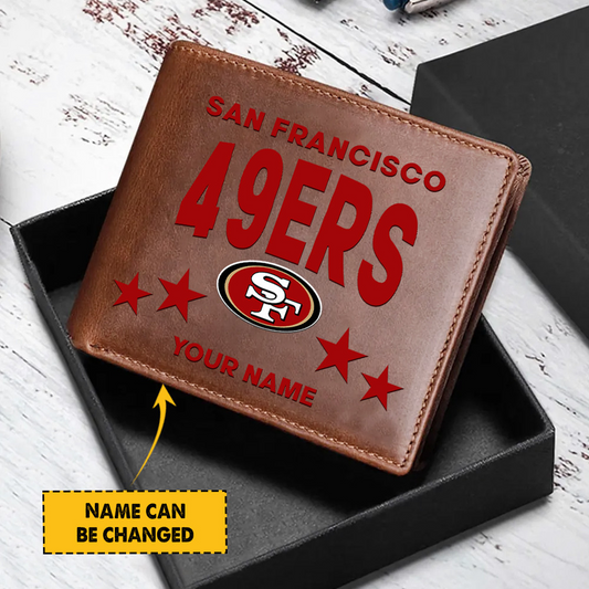 SF Football Leather Man Black Brown Wallet Personalized Any Name DATND TANTD