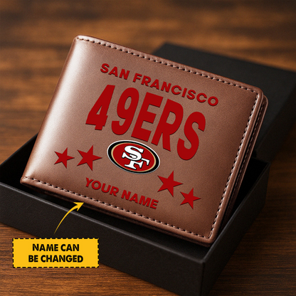 SF Football Leather Man Black Brown Wallet Personalized Any Name DATND TANTD