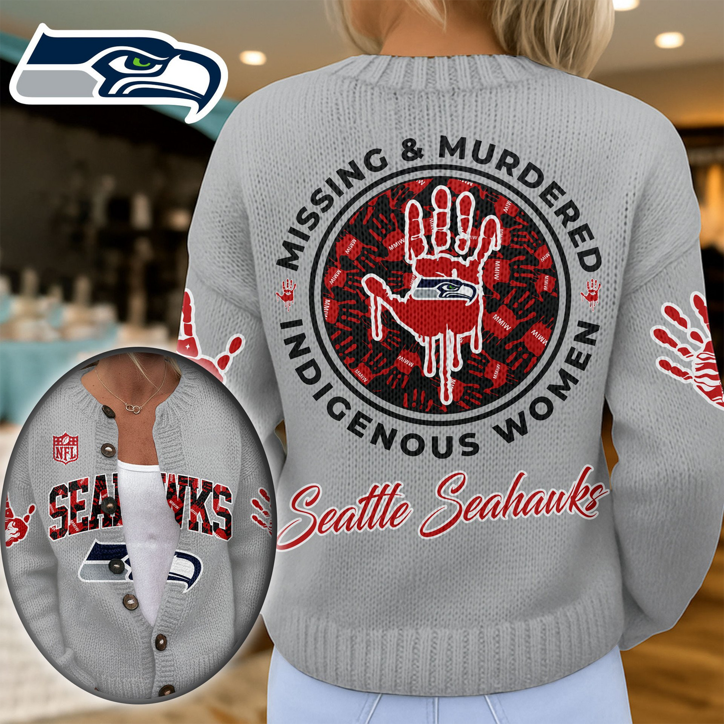 SS Premium NFL Cozy Knit Cardigan DDT NTL