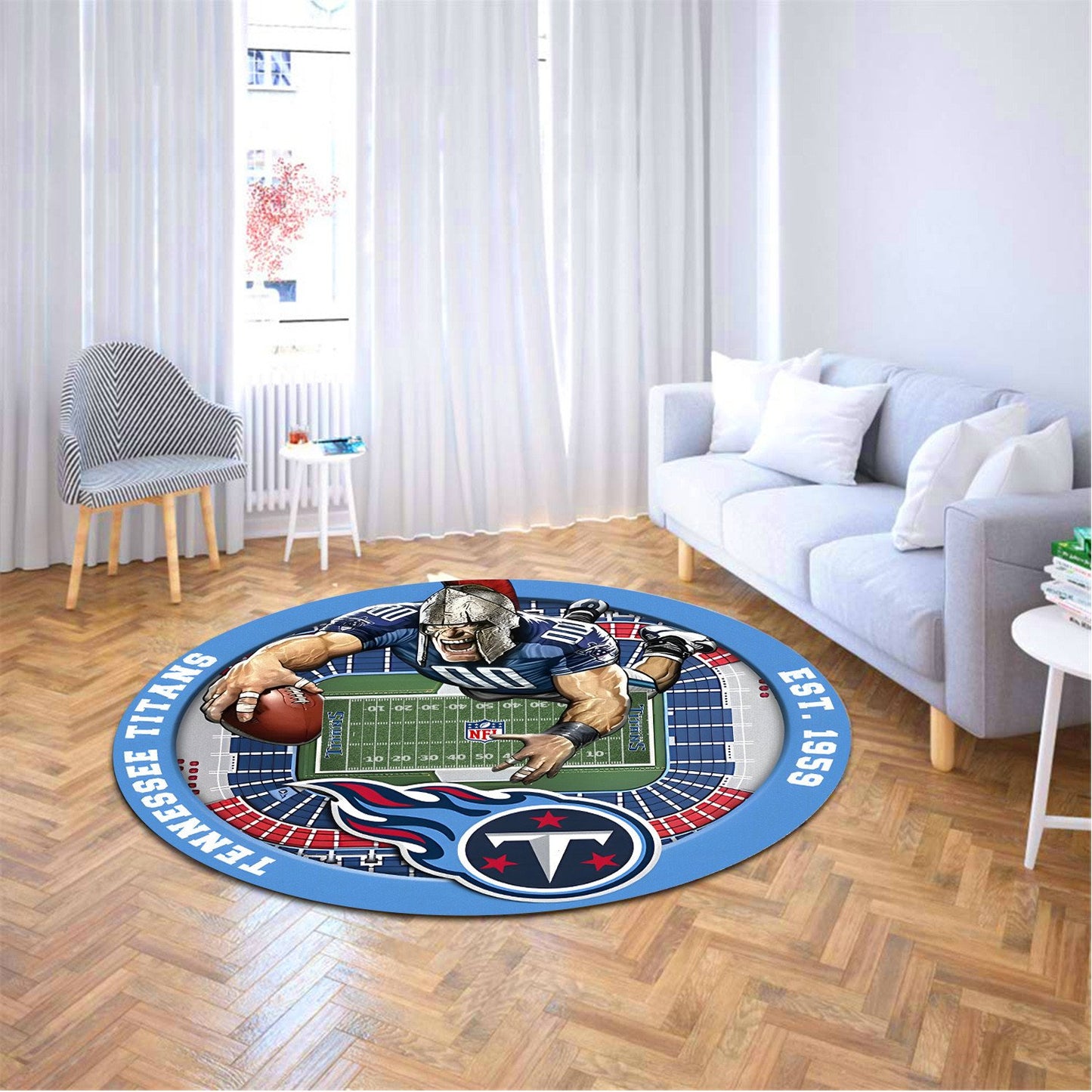 TEN x NFL Luxury 3D Round Rug DatND DVT