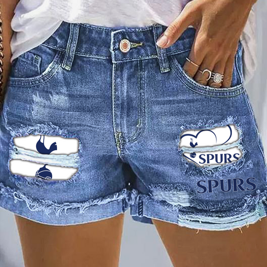 TOT Rip Print Fashion Denim Short