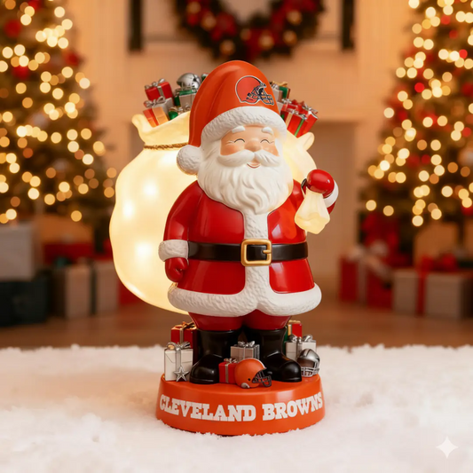 UNIQUE NFL X CLE Santa Claus LED NITE Holiday Statuary NDT NHM