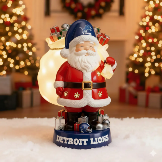 UNIQUE NFL X DET Santa Claus LED NITE Holiday Statuary NDT NHM